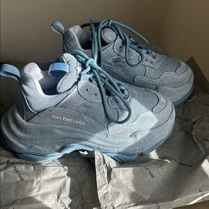 Balenciaga women Blue Jeans Sneakers